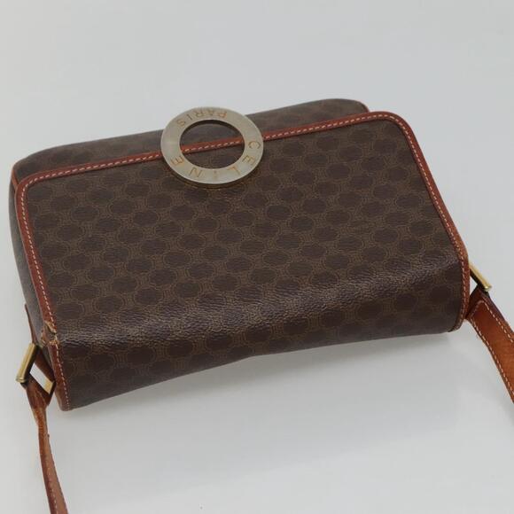 CELINE Macadam Canvas Shoulder Bag Pvc Leather Brown Gold - Picture 6 of 12